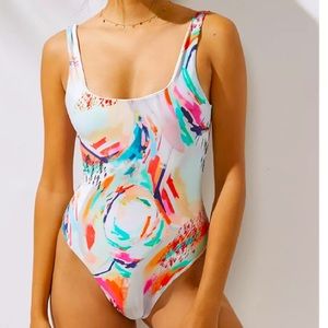 Anthropologie NWOT Painterly One-Piece Swimsuit Size S.
